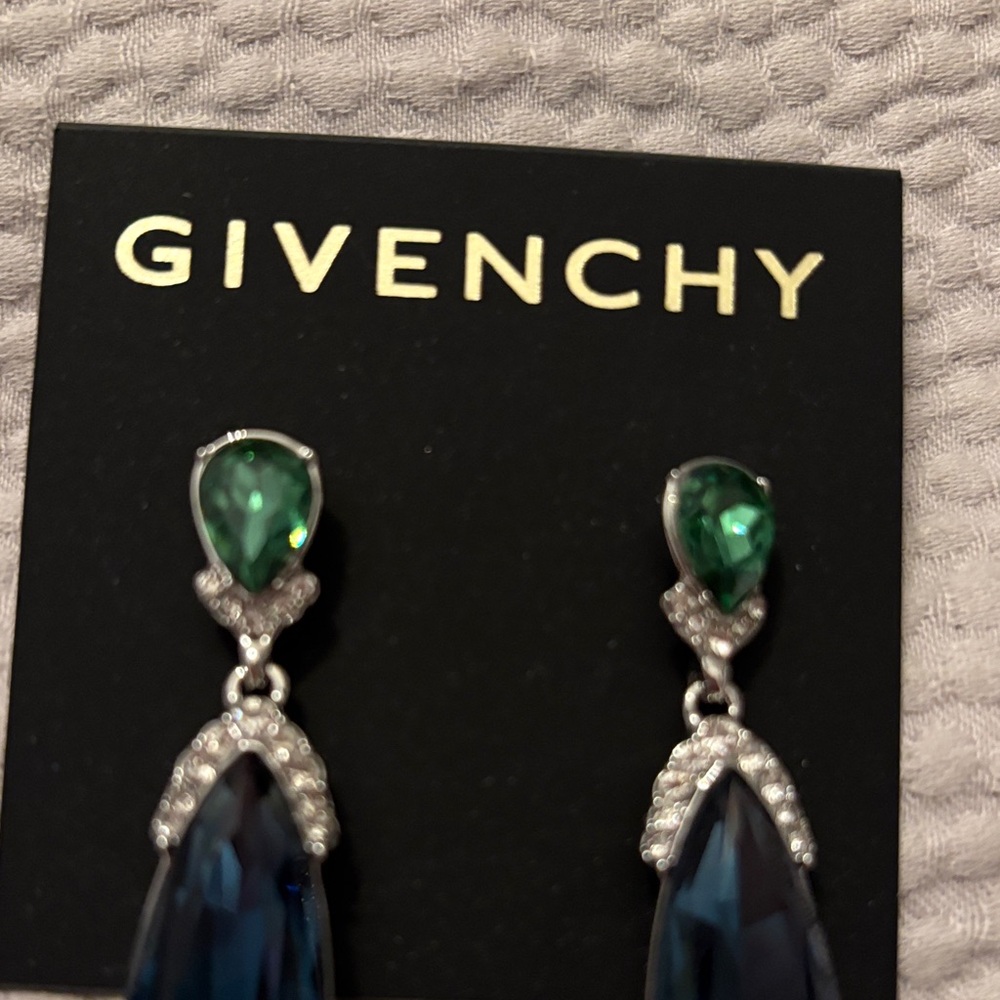 Givenchy Emerald and Sapphire Crystal Earrings - Picture 2 of 6